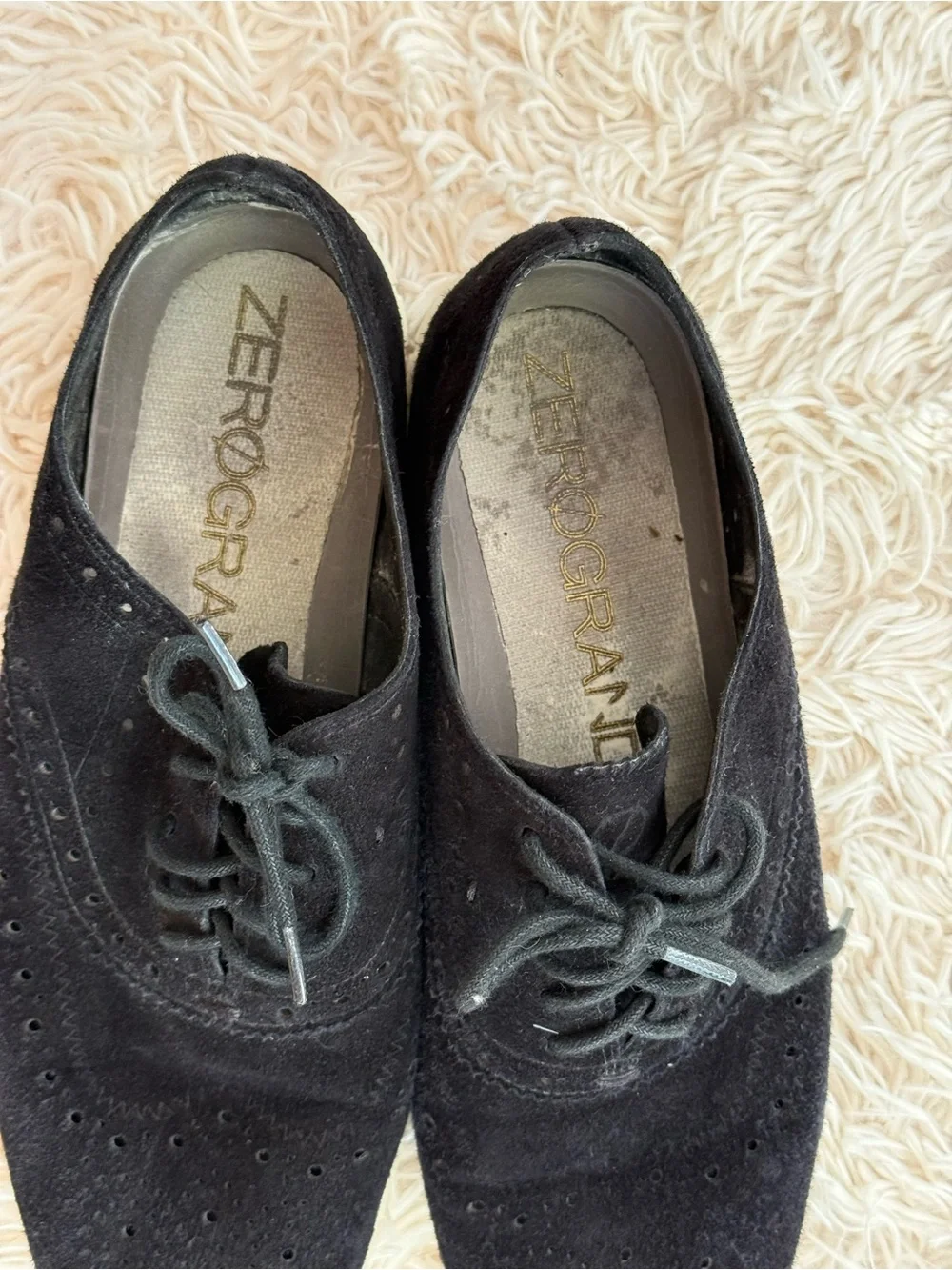 Cole Haan ZeroGrand Black Suede Wingtip Oxford Sneakers Shoes Men’s 10B